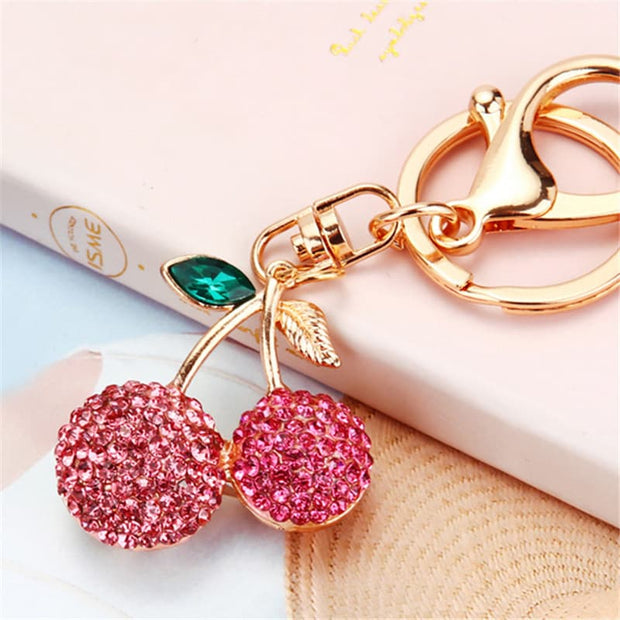 Lovely Iced Out Cherry Keychain JRY88