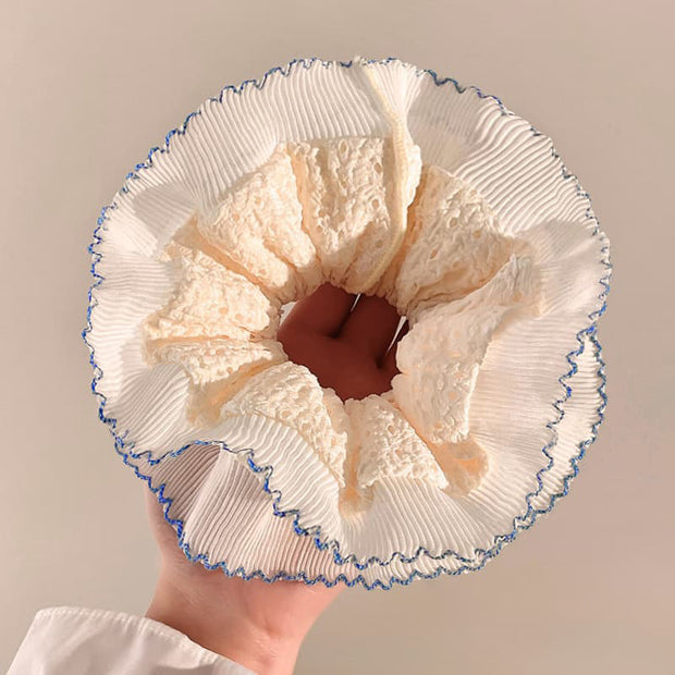 Elegant Cream Blue Fringe Hair Tie JSZDXD7610