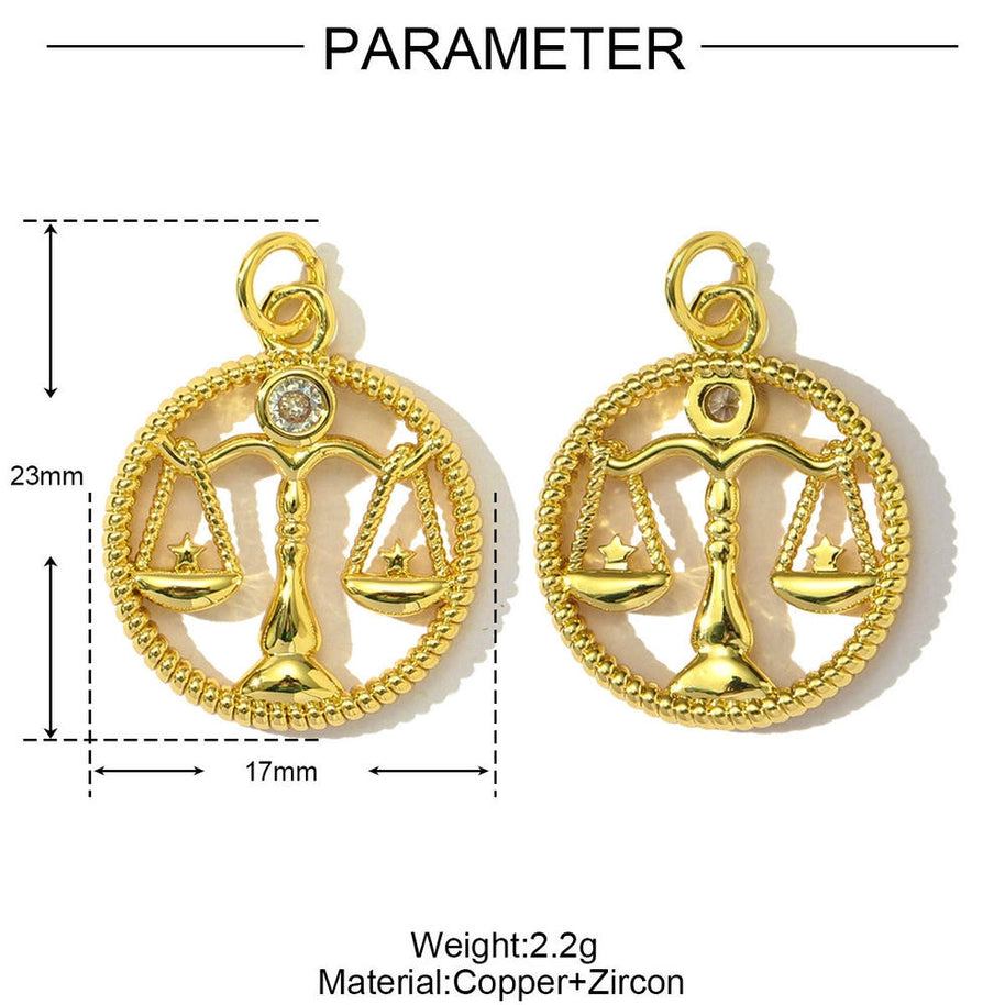 Personalized Zodiac Pendant | Libra Scorpio Zircon Charm