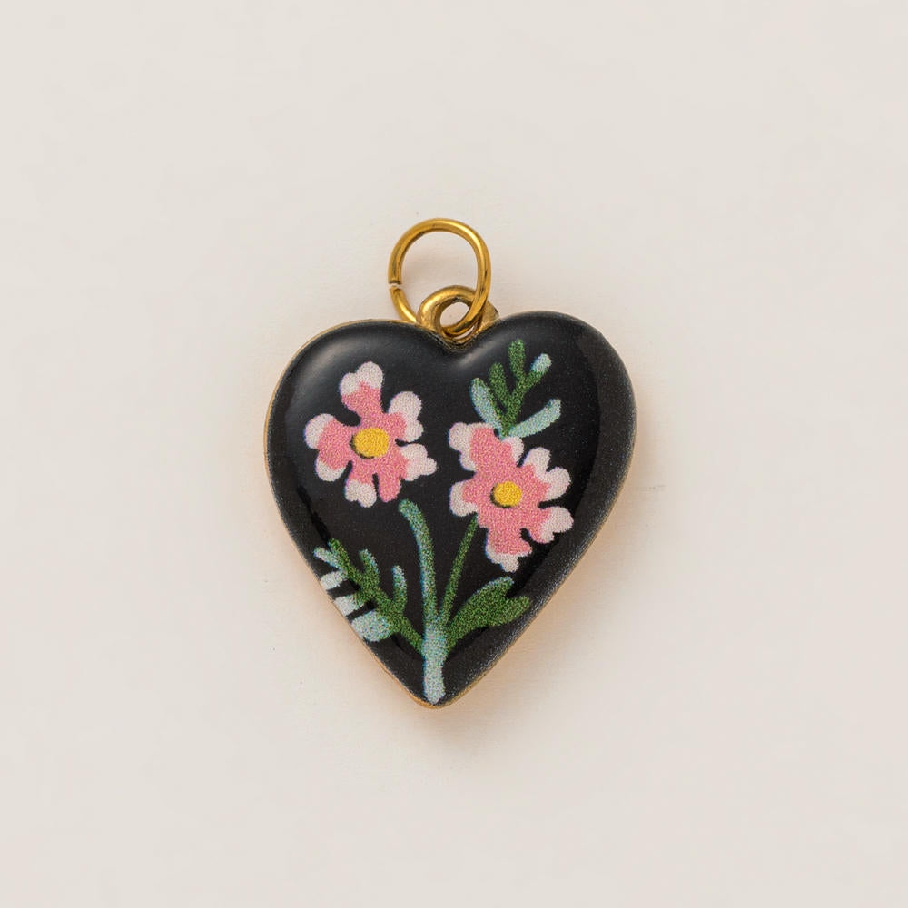 DIY Flower Grass Pendant Heart Print Colorful Charm JX252601S