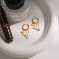 Gold Plated Fringe Hoops | Fashion Zircon Drop Earrings