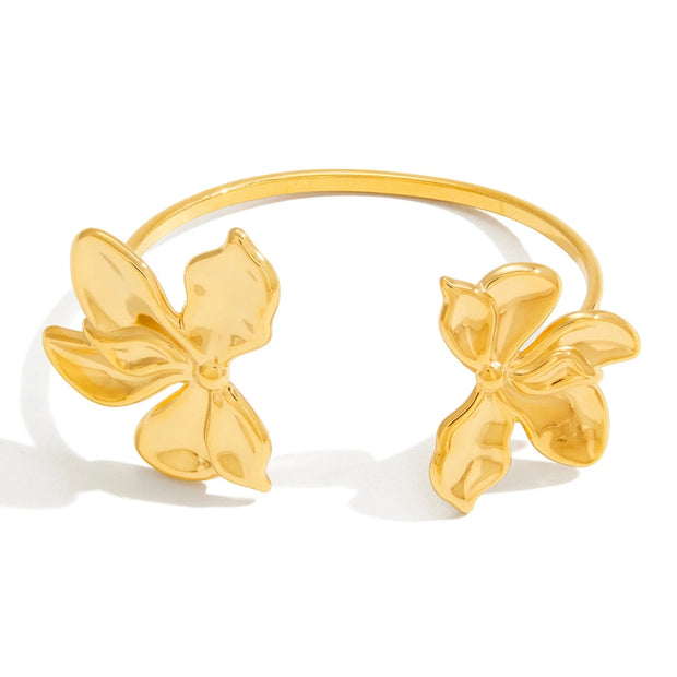 Adjustable Floral Cuff Bracelet | Designer Winter Jewelry