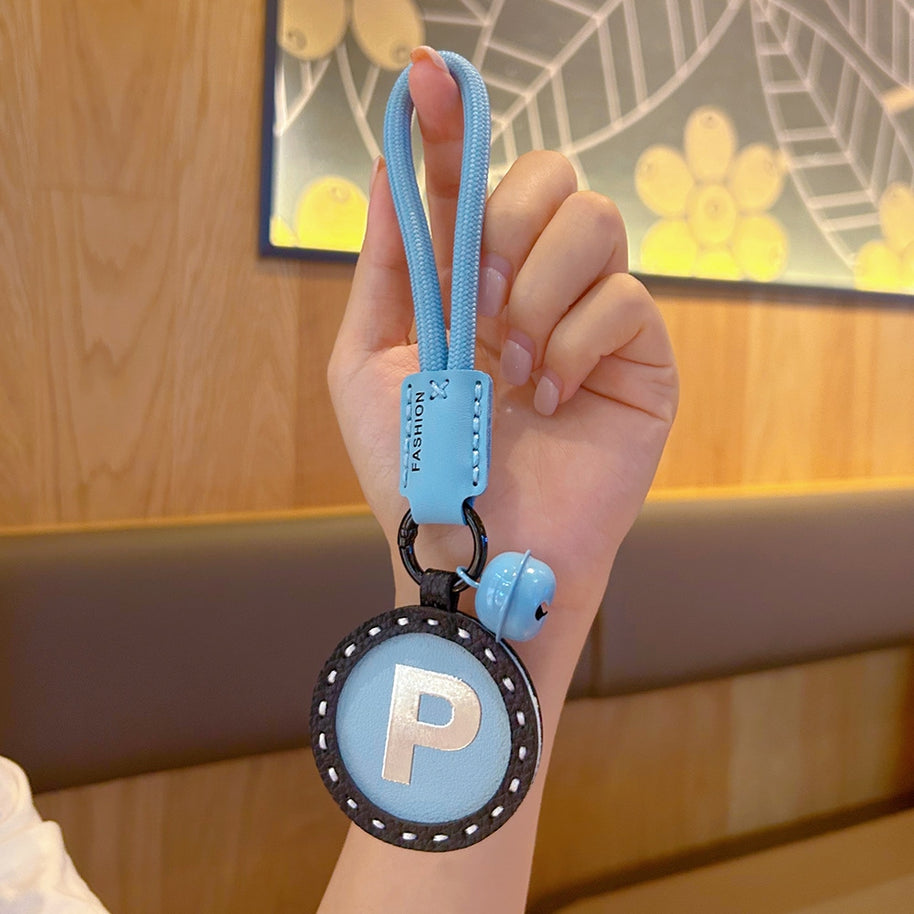 Letter Keychain | Round Leather Charm | Minimalist Gift