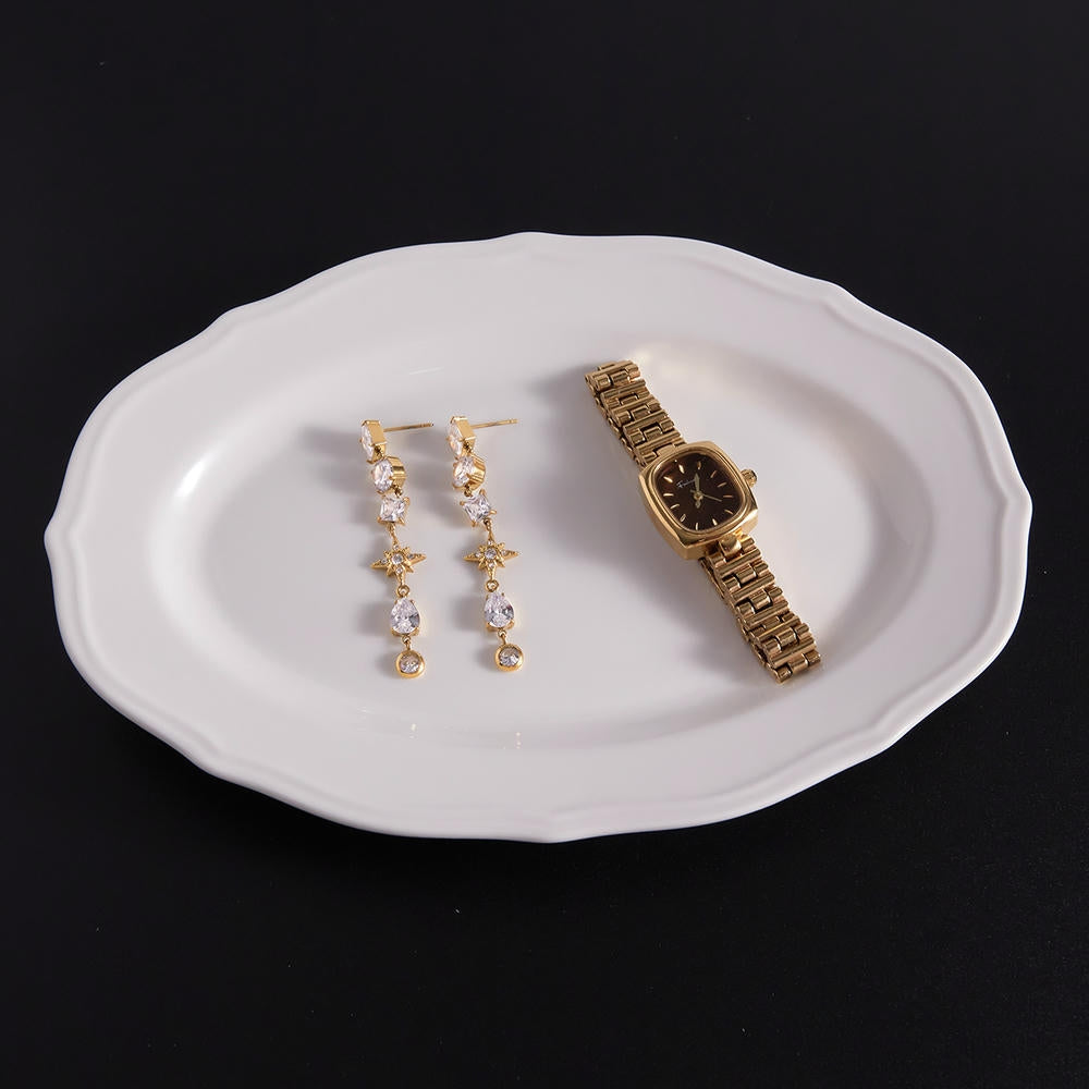 Stainless Zircon Earrings | Fringe Luxury | Hypoallergenic