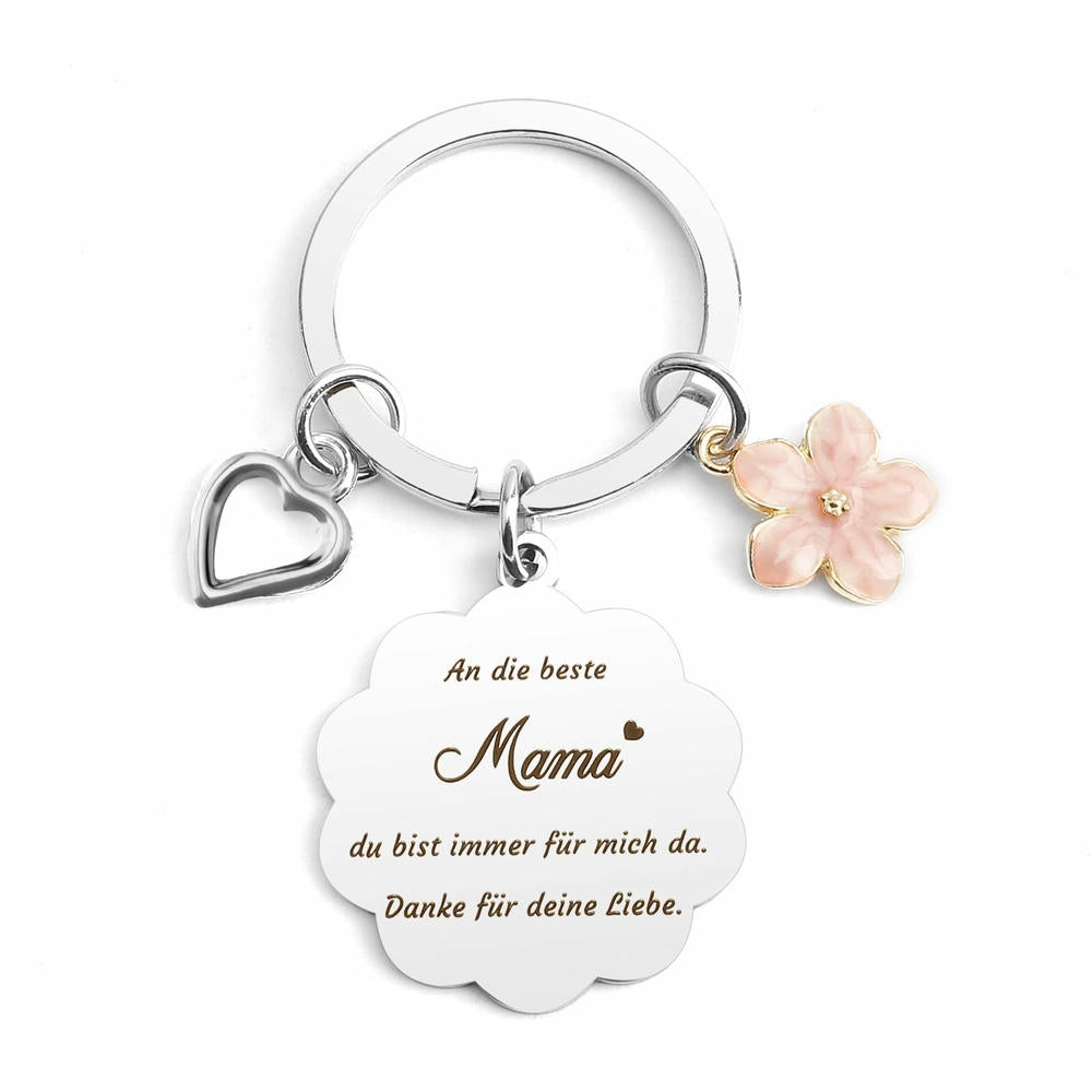 Heart Keychain | Pearl Wing Charm | Engrave Steel