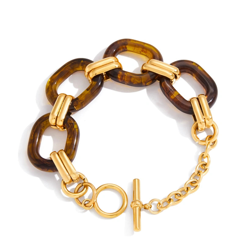 Amber Resin OT-Cuff | Fade-Resistant Steel Bracelet