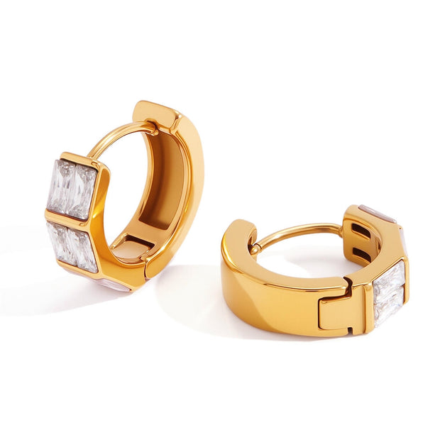 Gold Hoop Earrings | Zircon Luxury | Stainless Steel Women's