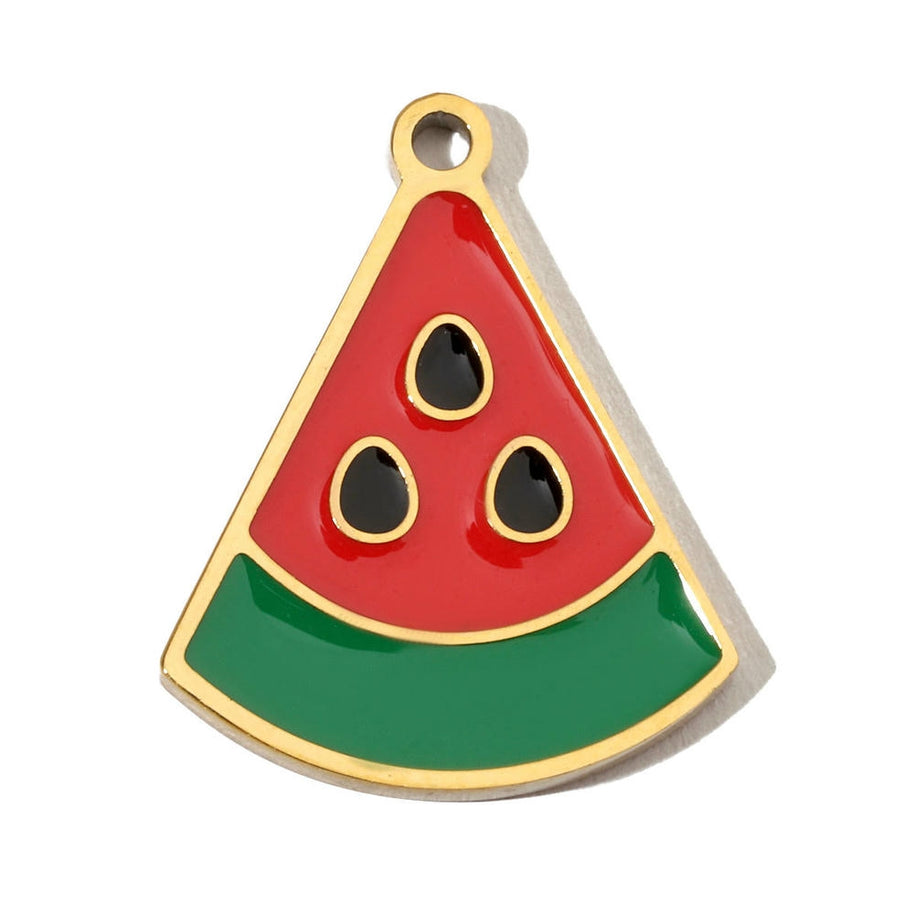 Peach Leaf Pendant | Casual Chic Enamel Fruit Steel Charm