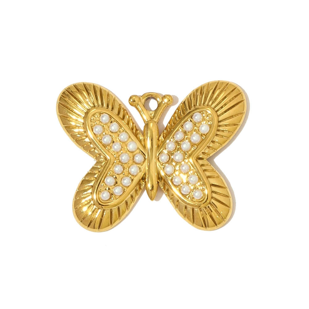 3D Coffee Cup Pendant | Large Butterfly Steel Charm