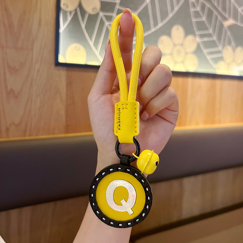 Letter Keychain | Round Leather Charm | Minimalist Gift