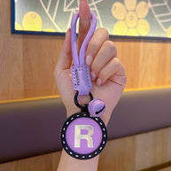 Letter Keychain | Round Leather Charm | Minimalist Gift