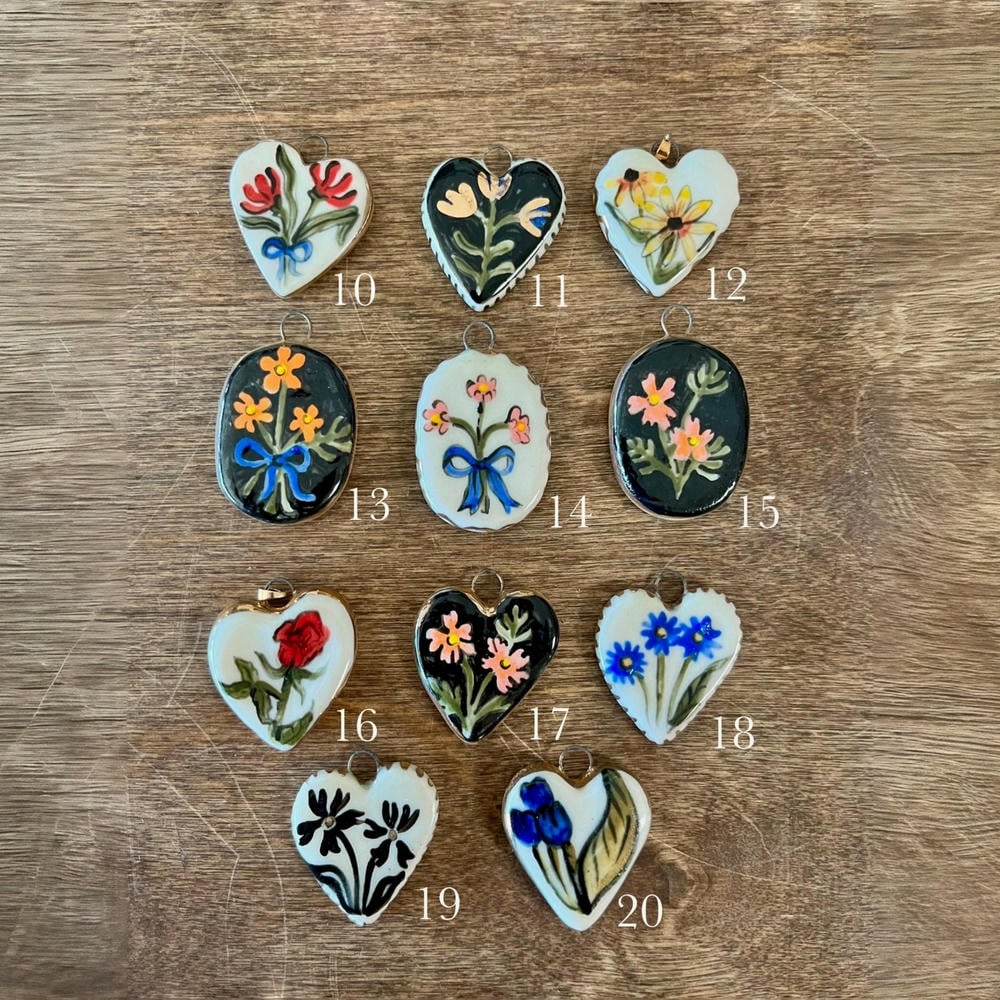 DIY Flower Grass Pendant Heart Print Colorful Charm JX252601S