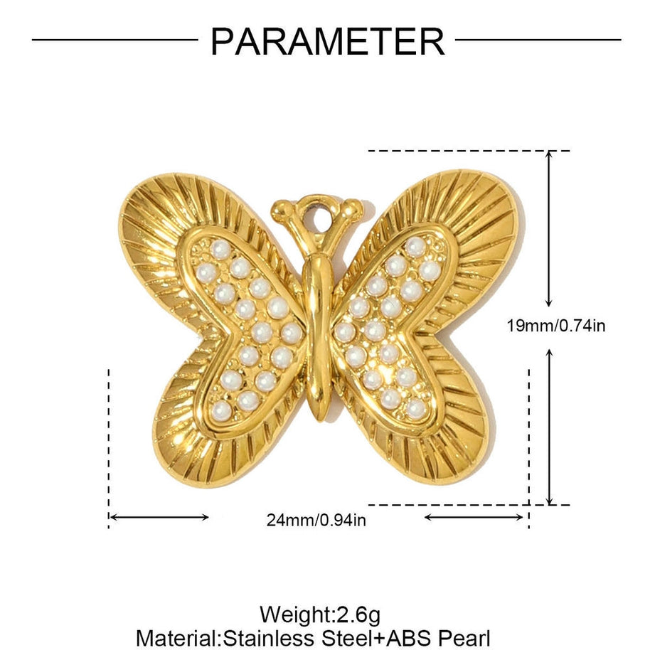 3D Coffee Cup Pendant | Large Butterfly Steel Charm