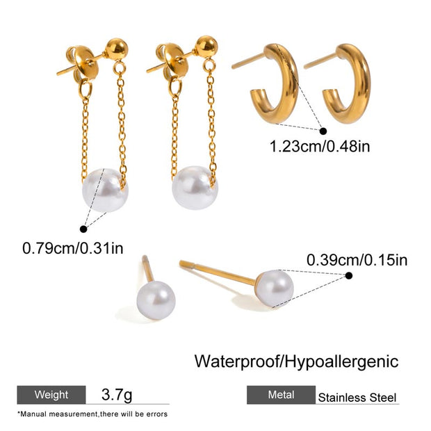 Exquisite Pearl Stud Earring Set