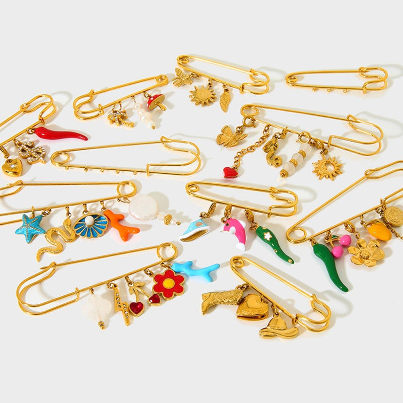 Versatile Fashion Brooch | 18K Gold Plated Pin for Clothing