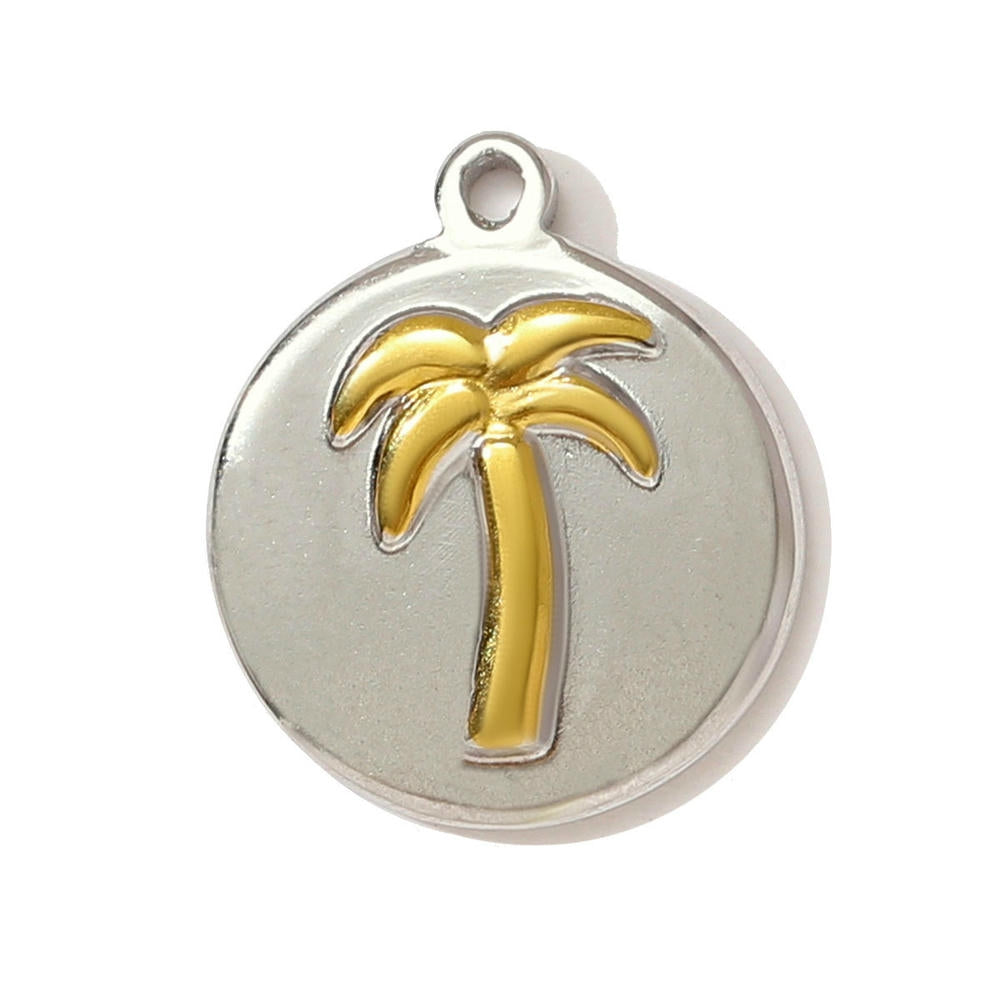Sun Palm Tree Pendant | Two-tone Playful Strawberry Charm
