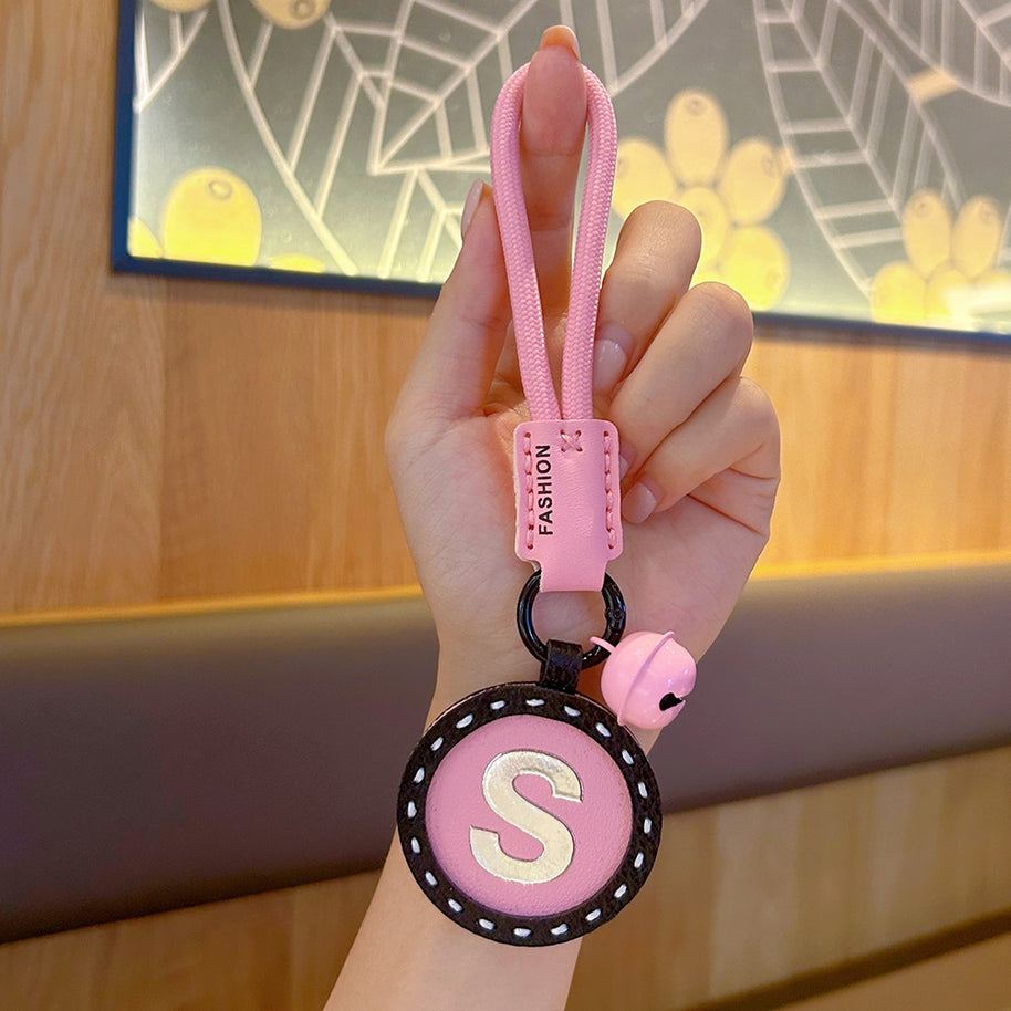 Letter Keychain | Round Leather Charm | Minimalist Gift