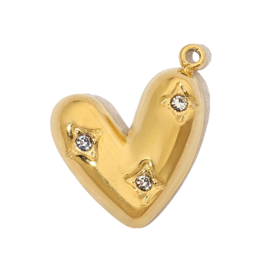 Heart Pendant | Rhinestones French Vintage Steel Charm