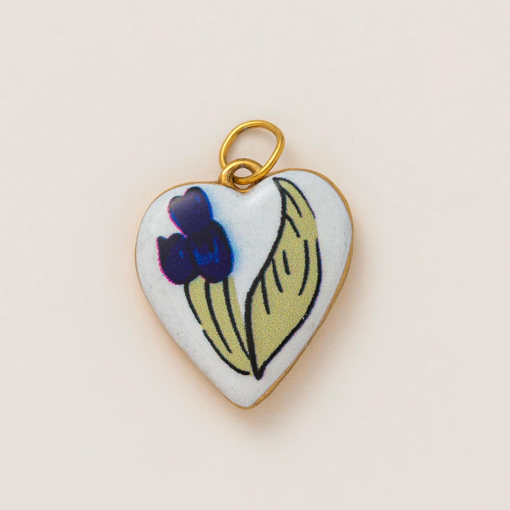 DIY Flower Grass Pendant Heart Print Colorful Charm JX252601S