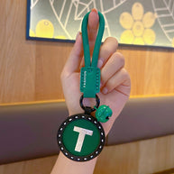 Letter Keychain | Round Leather Charm | Minimalist Gift