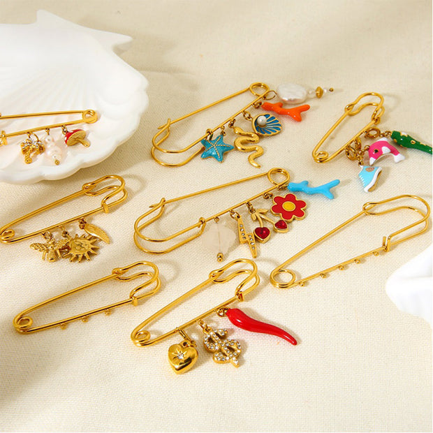 Versatile Fashion Brooch | 18K Gold Plated Pin for Clothing