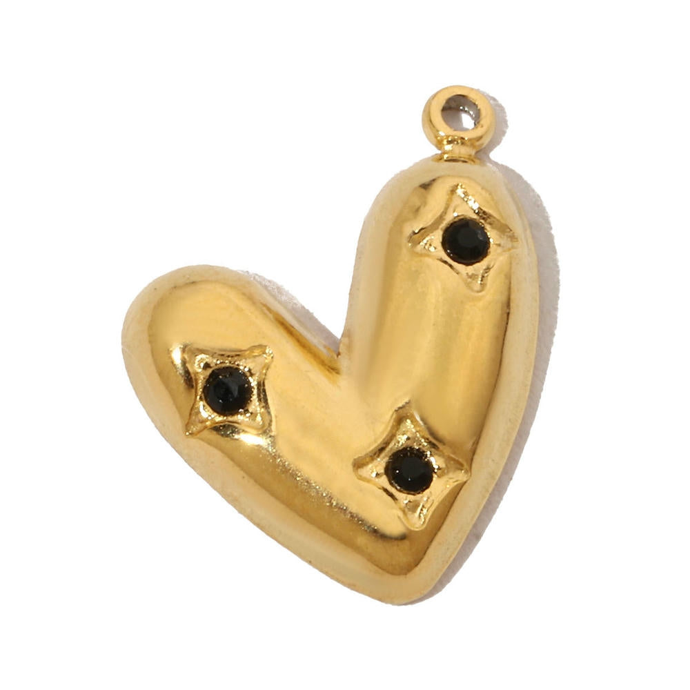 Heart Pendant | Rhinestones French Vintage Steel Charm