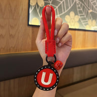 Letter Keychain | Round Leather Charm | Minimalist Gift