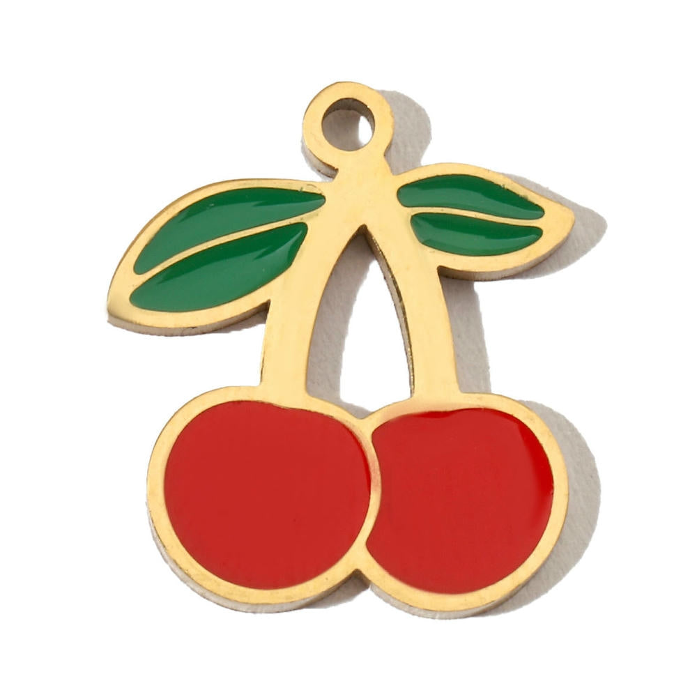 Peach Leaf Pendant | Casual Chic Enamel Fruit Steel Charm