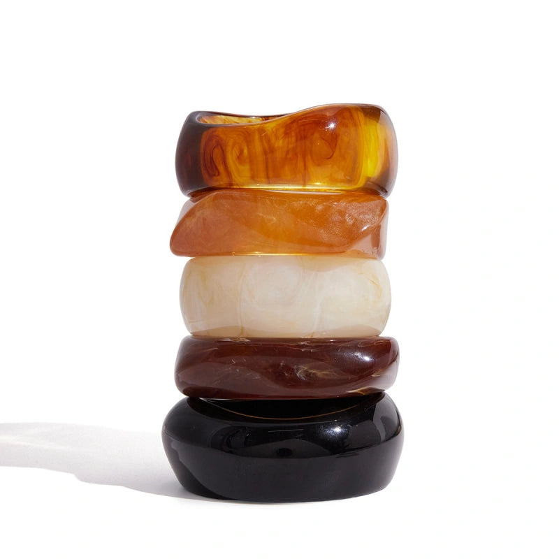 Artisan Resin Bangle  | Unique Irregular Wide Cuff Jewelry