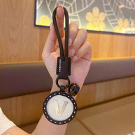 Letter Keychain | Round Leather Charm | Minimalist Gift