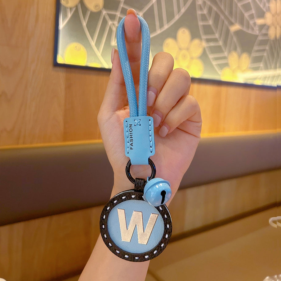 Letter Keychain | Round Leather Charm | Minimalist Gift