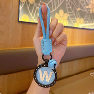 Letter Keychain | Round Leather Charm | Minimalist Gift