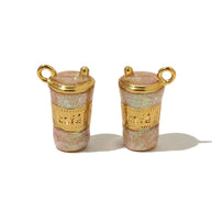 3D Coffee Cup Pendant | Large Butterfly Steel Charm