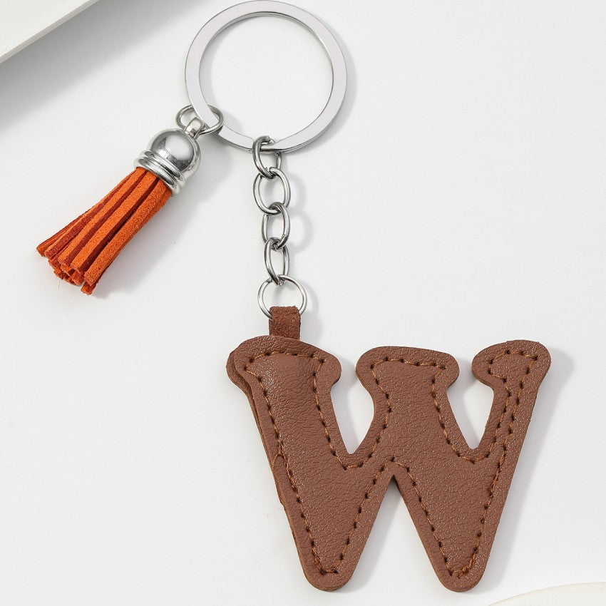 Letter Keychain | PU Leather Tael | Alphabet Charm