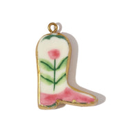 Ceramic Boot Pendant | Unique Texture Four Leaf Clover Charm