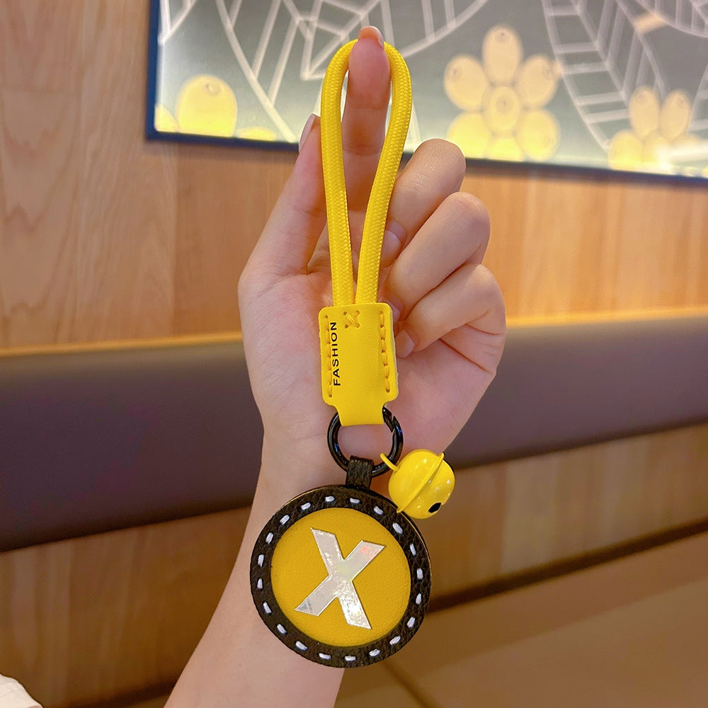 Letter Keychain | Round Leather Charm | Minimalist Gift