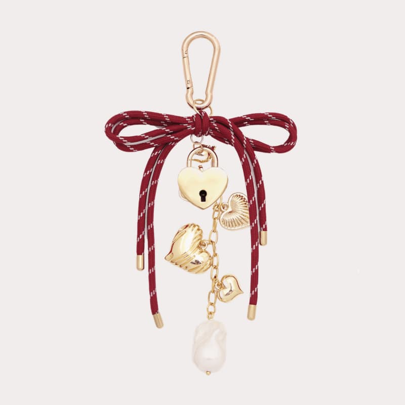 Multi Heart Charm Bow Bagpack Keychain JJXNK250803U