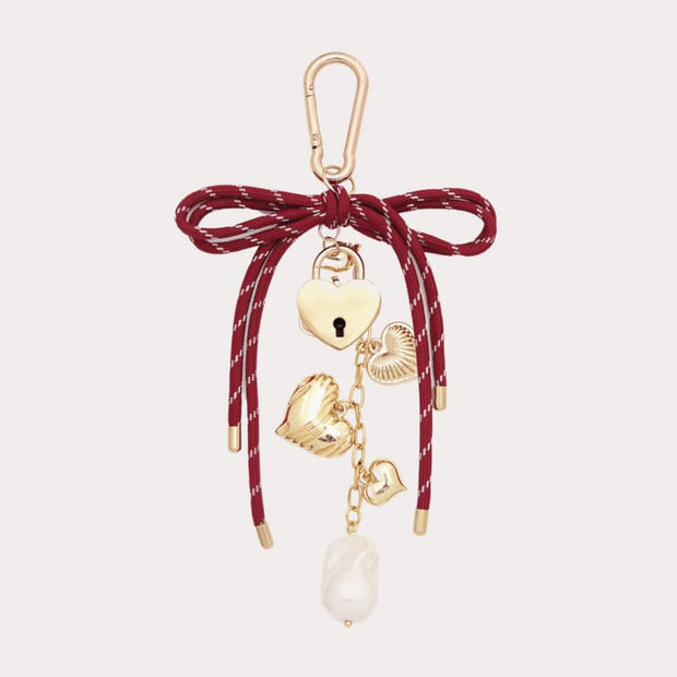 Multi Heart Charm Bow Bagpack Keychain JJXNK250803U
