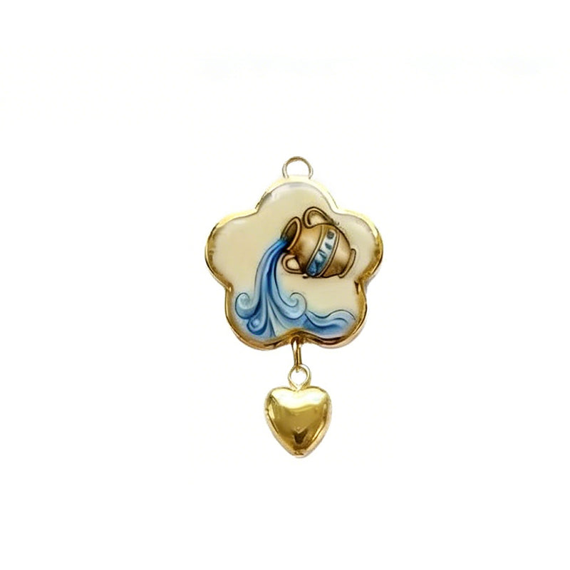 Print Series Zodiac Charm Steel 18K Gold Plated DIY JX255014QI