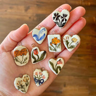 DIY Flower Grass Pendant Heart Print Colorful Charm JX252601S
