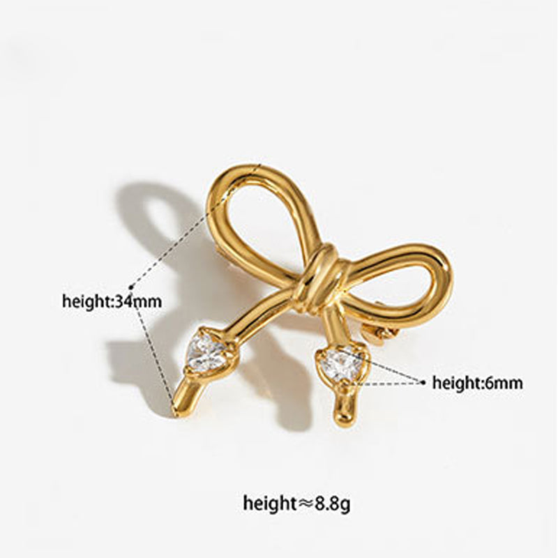 Elegant Bow Brooch | Stainless Steel Lapel Pin for Women