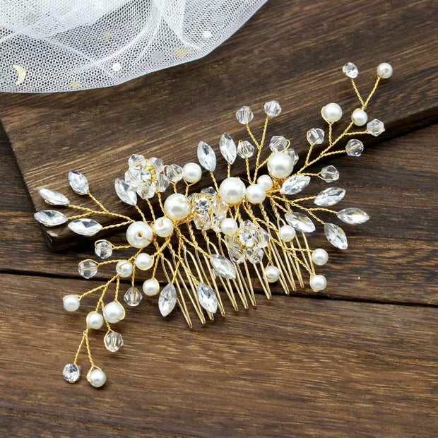 Pearl Rhinestone Bridal Hair Comb | Wedding Hair Accessory