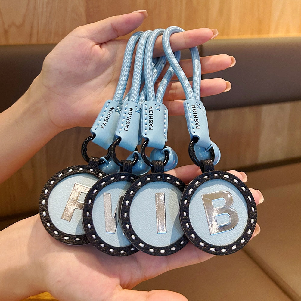 Letter Keychain | Round Leather Charm | Minimalist Gift