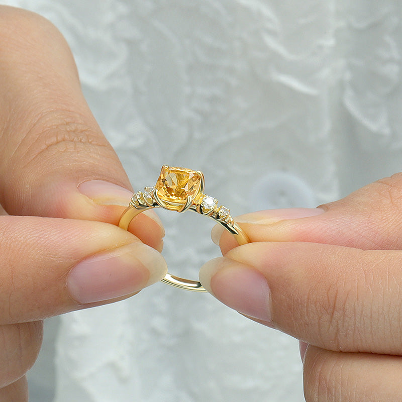 Citrine Cushion Ring