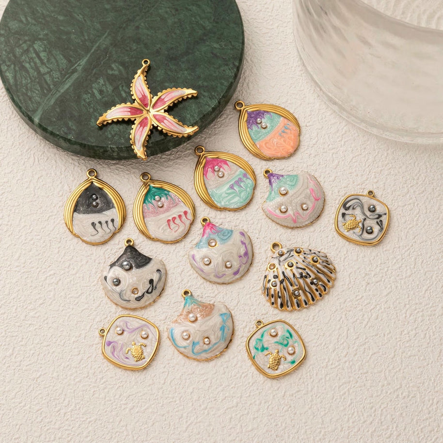 Fashion Ocean Animal Pendant Steel 18K Gold Plated JX252504GK