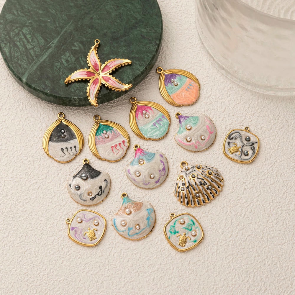 Fashion Ocean Animal Pendant Steel 18K Gold Plated JX252504GK