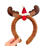 Plush Reindeer Headband | Fluffy Christmas Tree Hair Clip