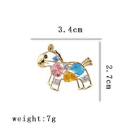 Horse Zodiac Brooch | Crystal Animal Pin | Western Fashion