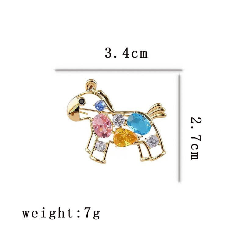 Horse Zodiac Brooch | Crystal Animal Pin | Western Fashion