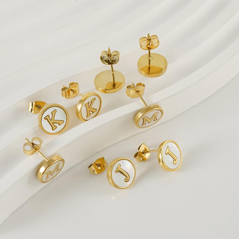 Round Initial Hoop Earring